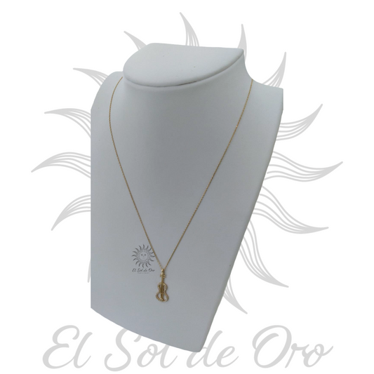 Gargantilla con dije de violin de 14k