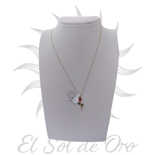 Gargantilla con dije tulipan de 14k
