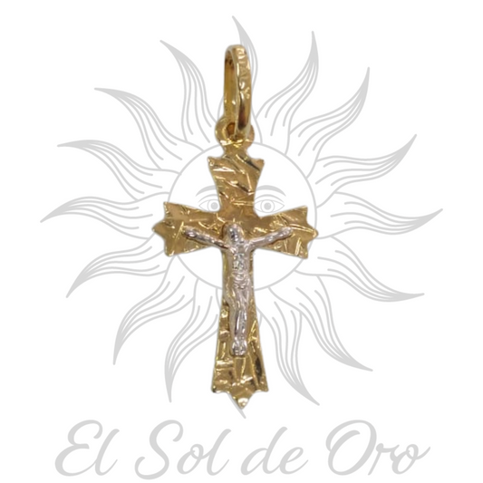 Dije de cruz de 2 tonos