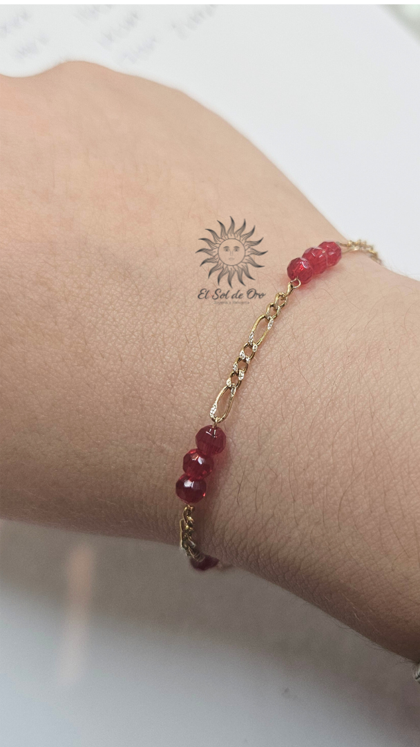 Pulsera con piedritas azuls/rojas