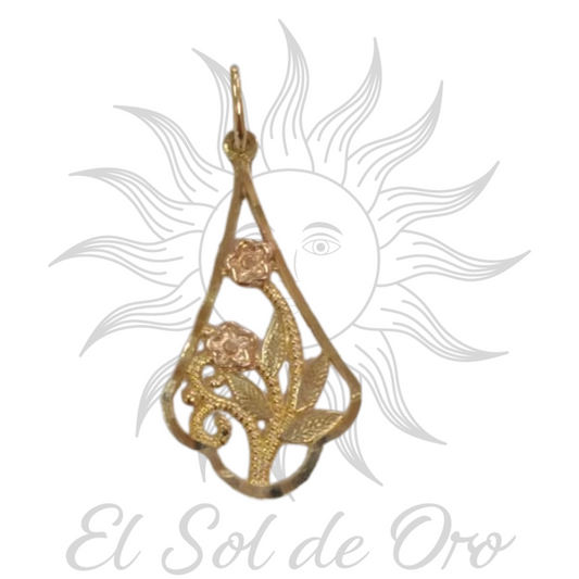 Dije de Flor 2 tonos de 14k