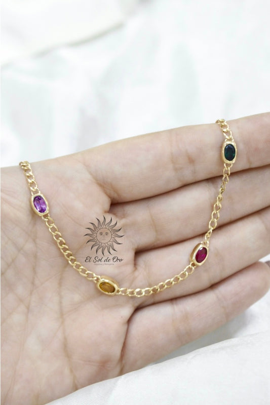 Gargantilla de 14k con piedras Circonias