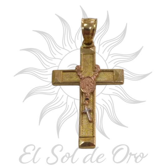 Dije de cruz con rosario